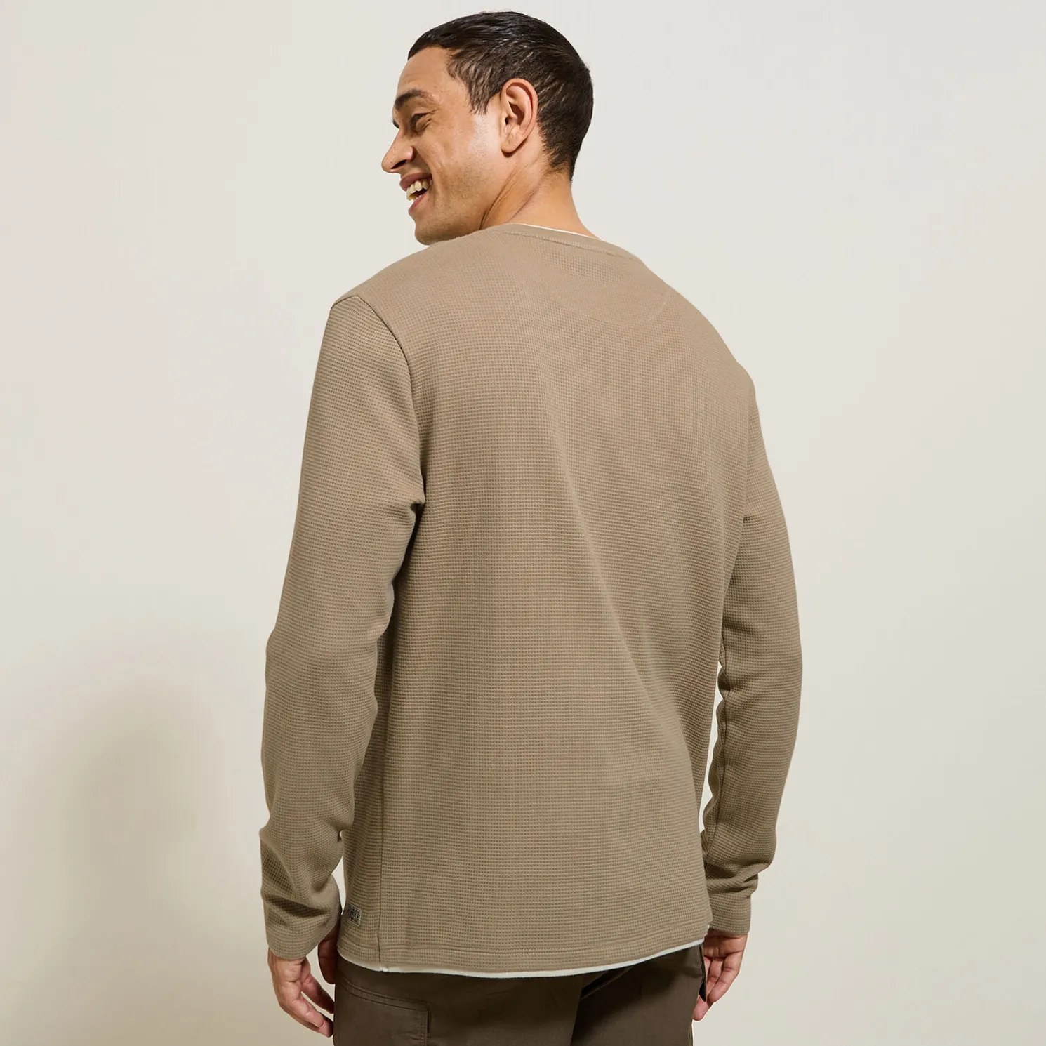 T-shirt met ronde hals in fantasiestof