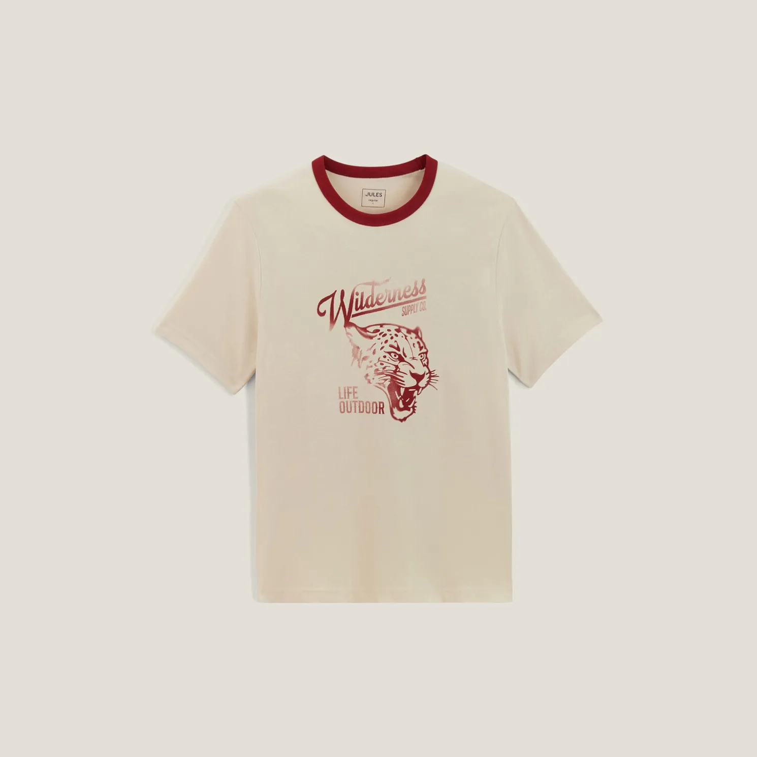 T-shirt met ronde hals, print en contrasterende ve