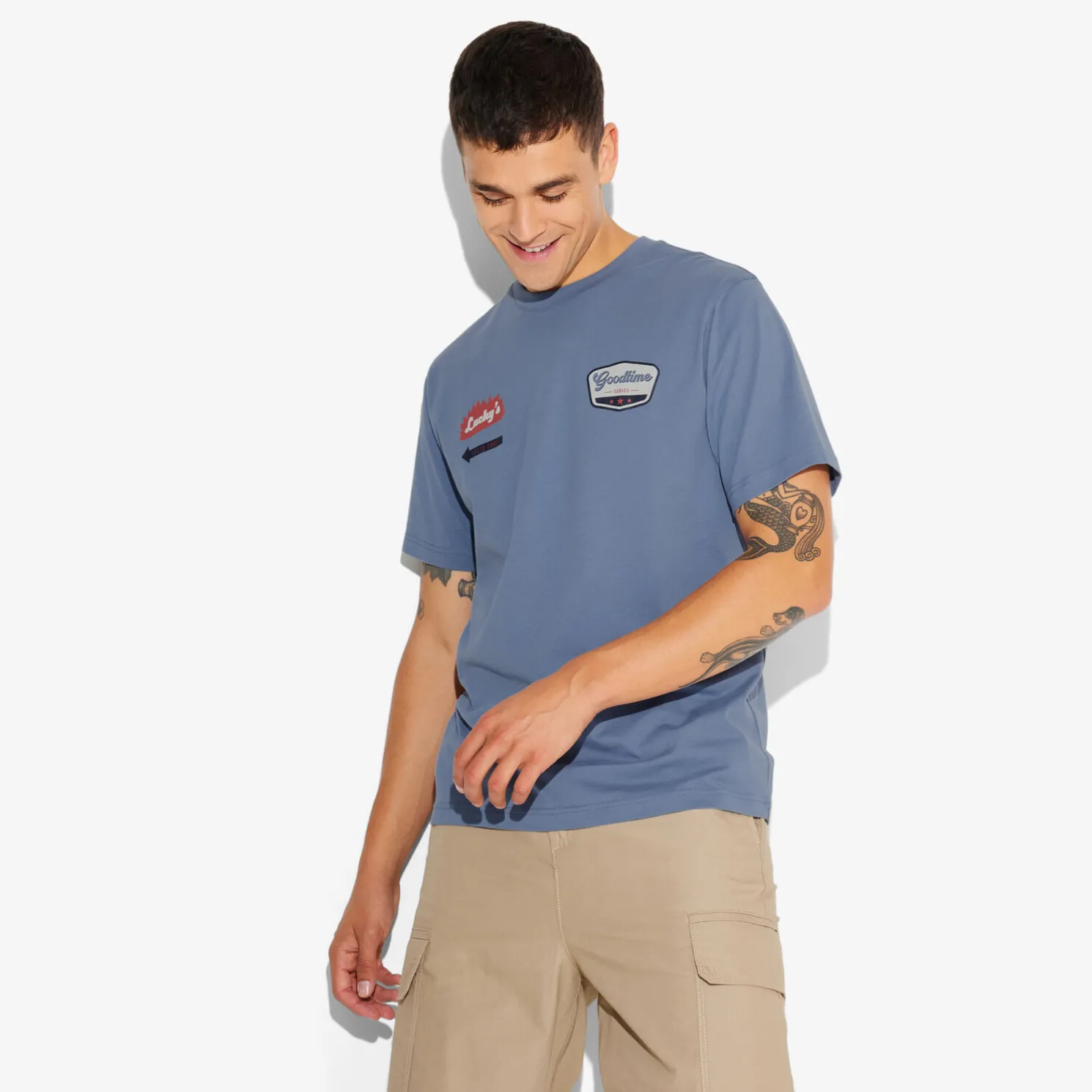 T-shirt met ronde hals en willekeurige print