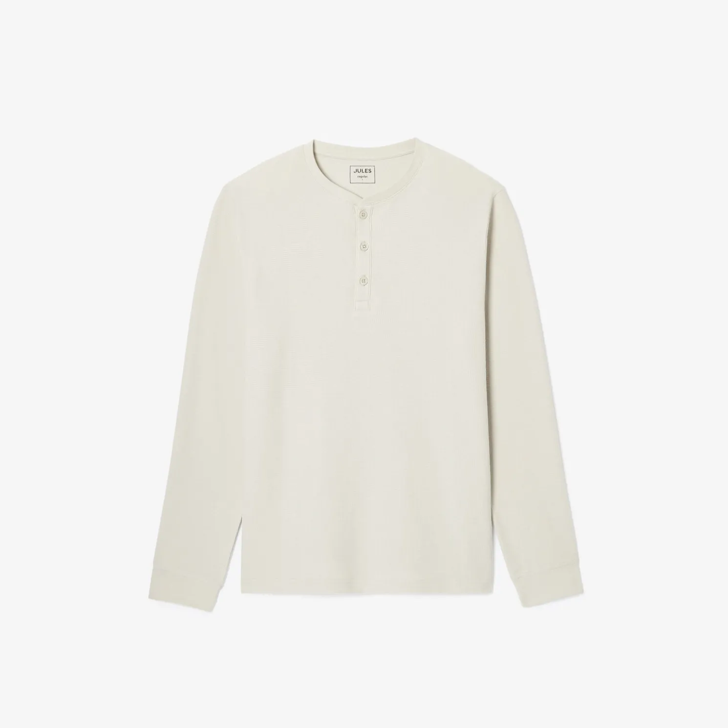 T-shirt met Tunesische kraag in wafelstof