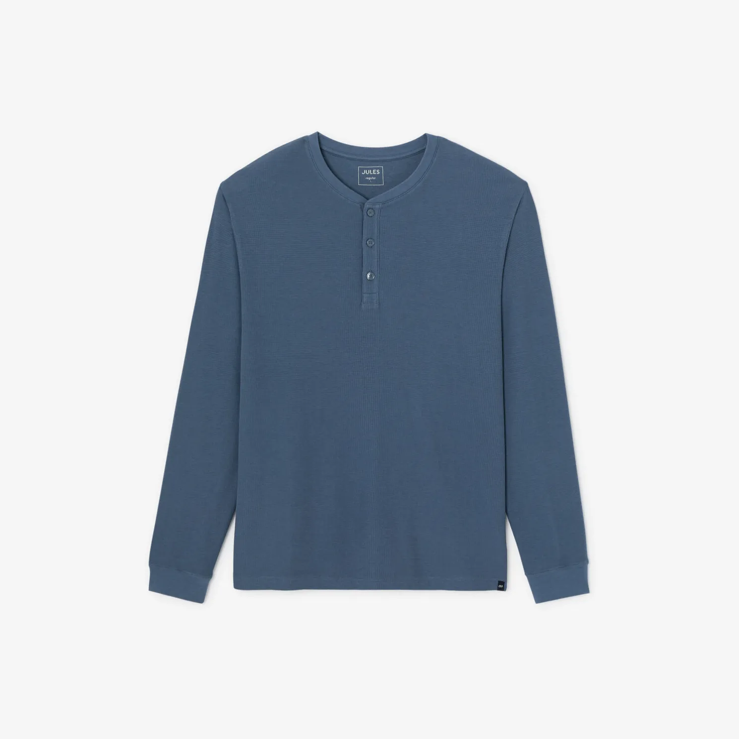 T-shirt met Tunesische kraag in wafelstof