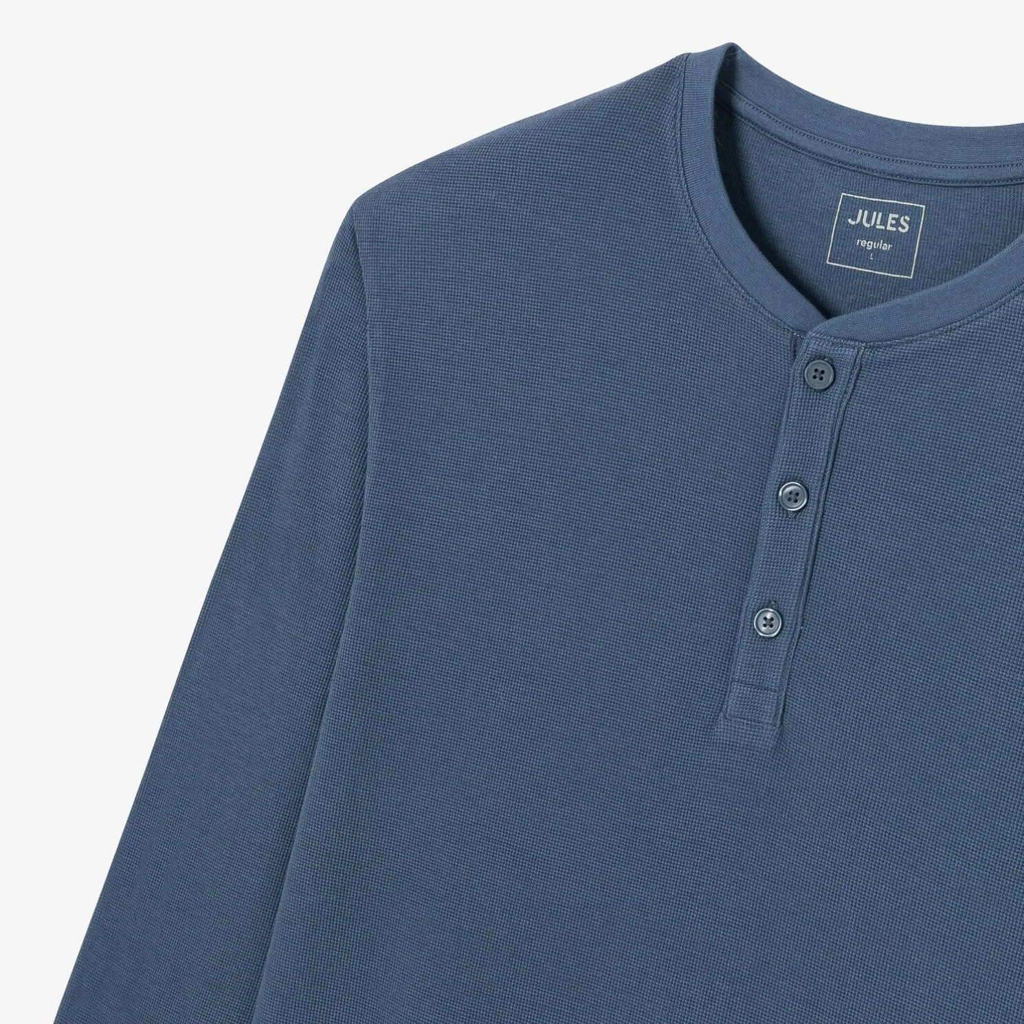 T-shirt met Tunesische kraag in wafelstof