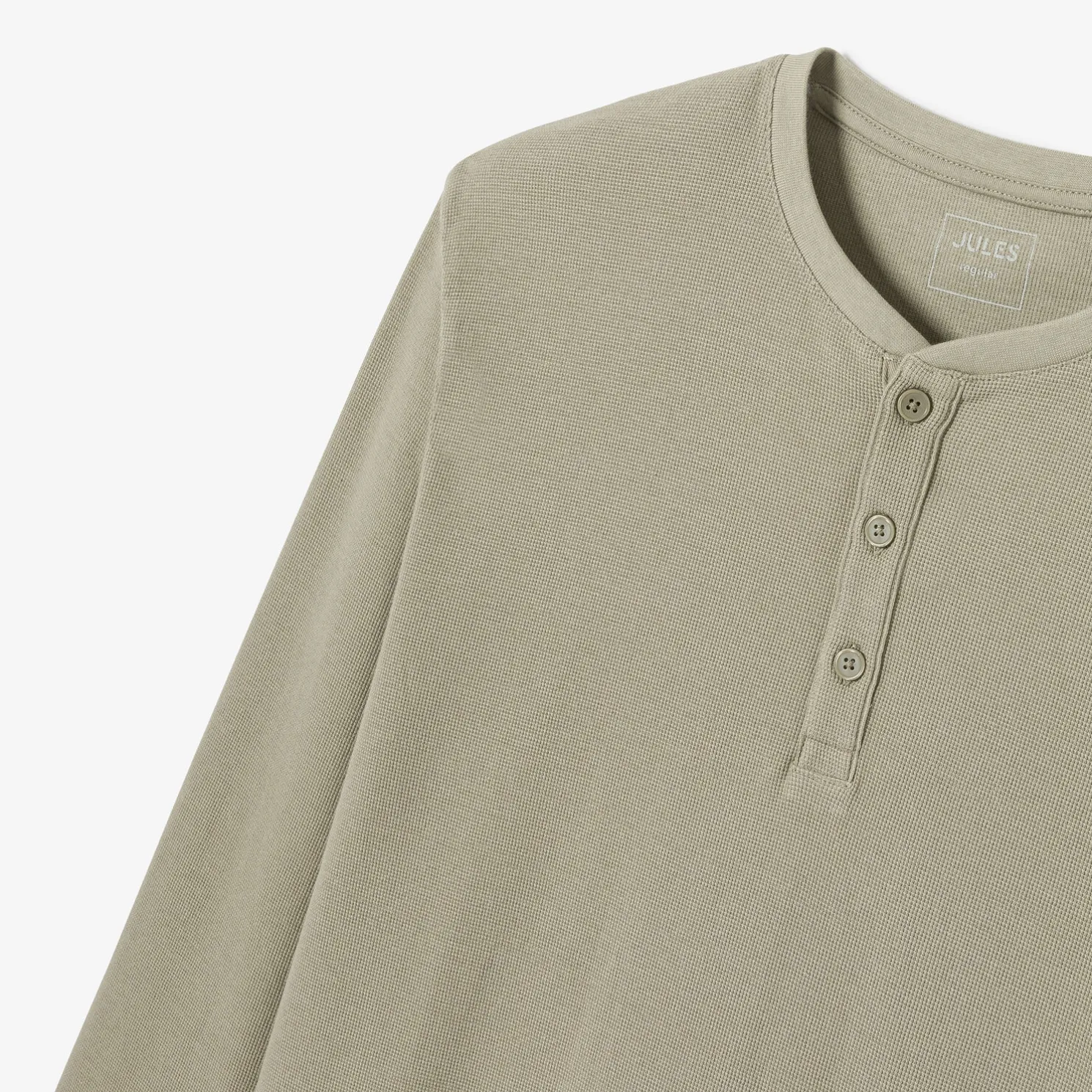 T-shirt met Tunesische kraag in wafelstof