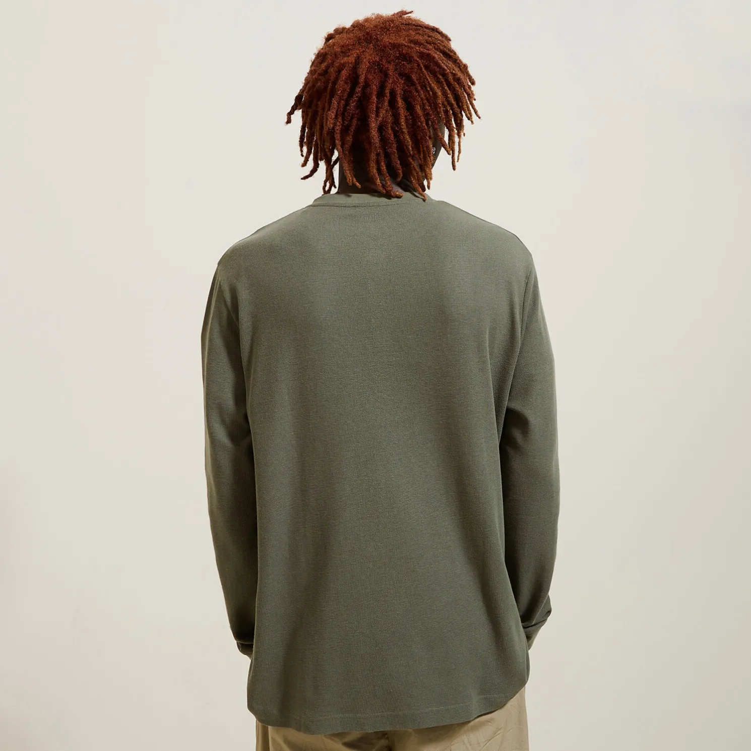 T-shirt met Tunesische kraag in wafelstof