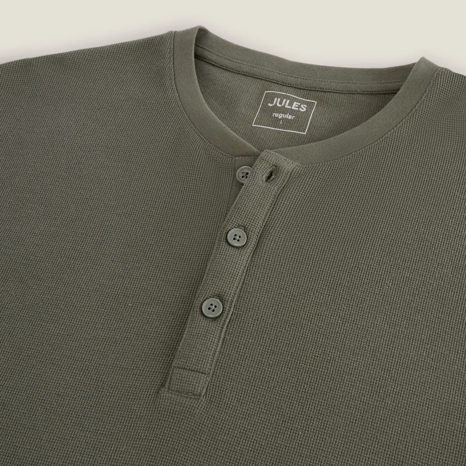 T-shirt met Tunesische kraag in wafelstof