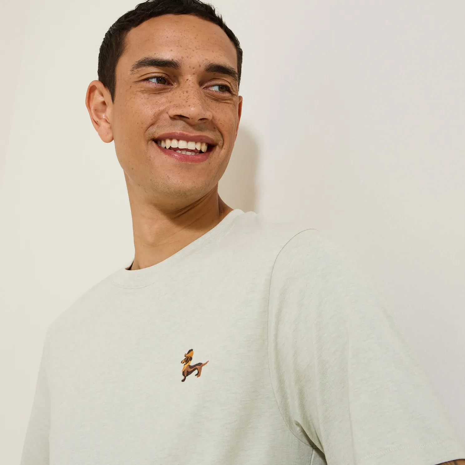 T-shirt van gemêleerd katoenen met ronde hals, ka