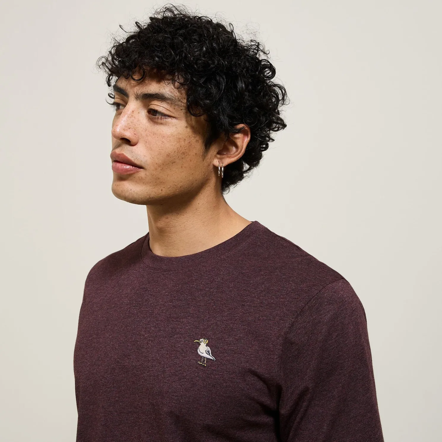 T-shirt van gemêleerd katoenen met ronde hals, ka