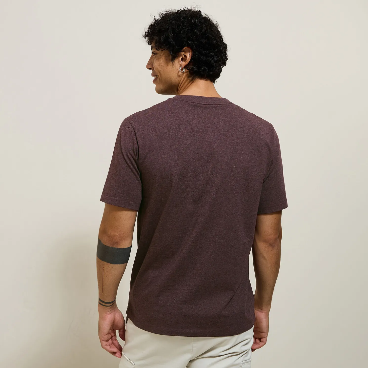 T-shirt van gemêleerd katoenen met ronde hals, ka