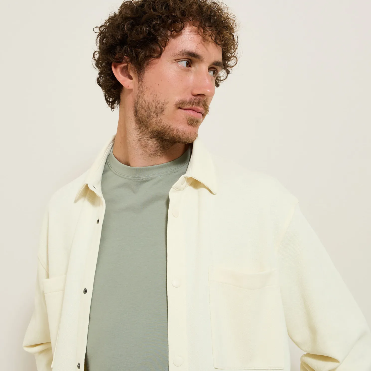 Wollen overhemdjas met hemdskraag