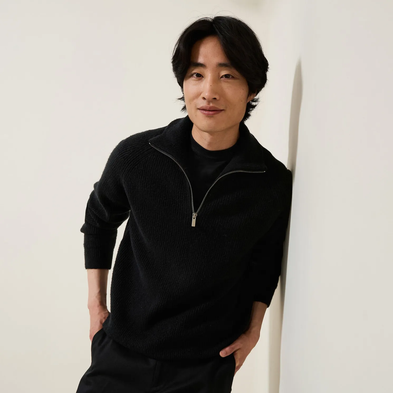 Zachte trui met truckerskraag